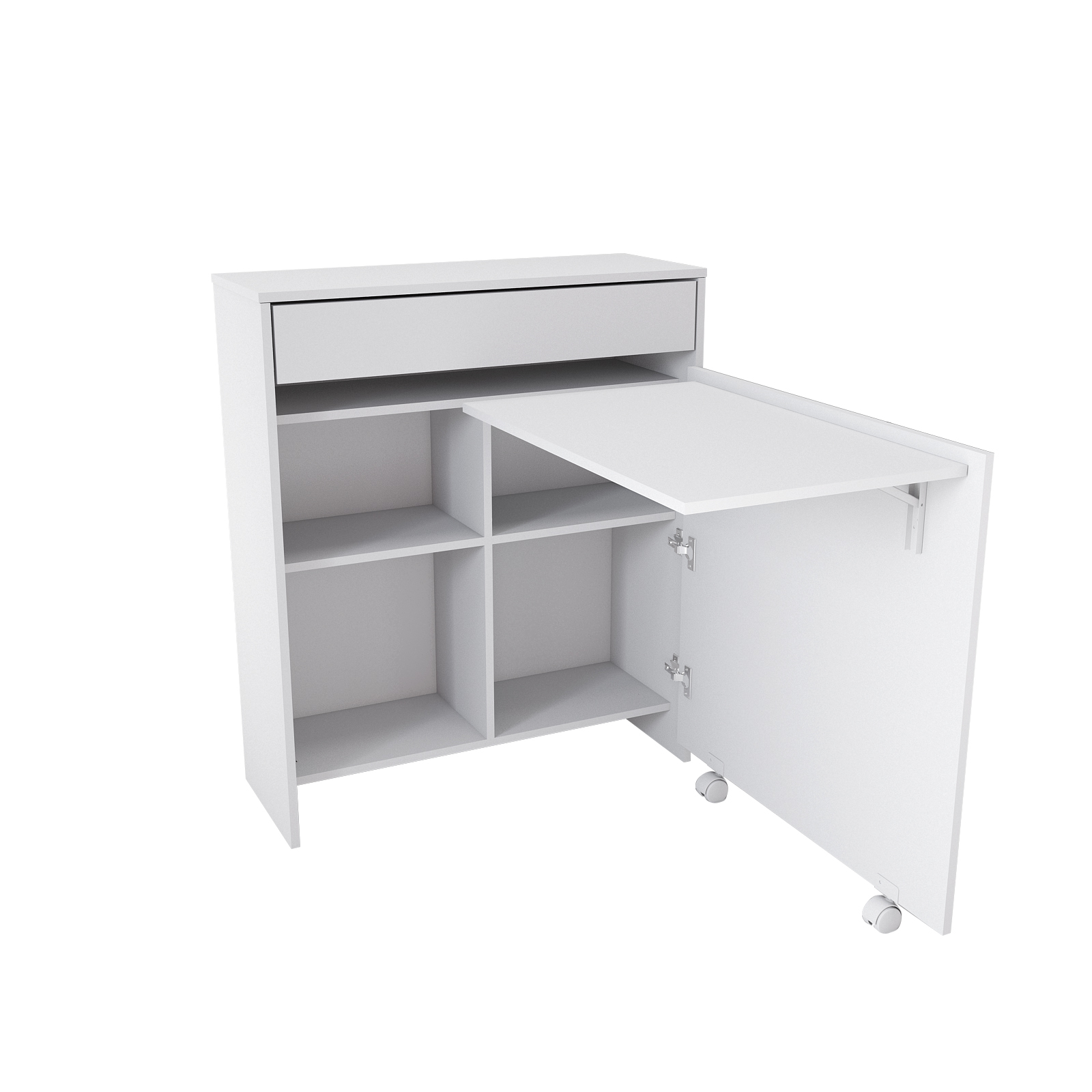MESA CON CAJON Y ESCRITORIO PLEGABLE - 1434 - Blanco