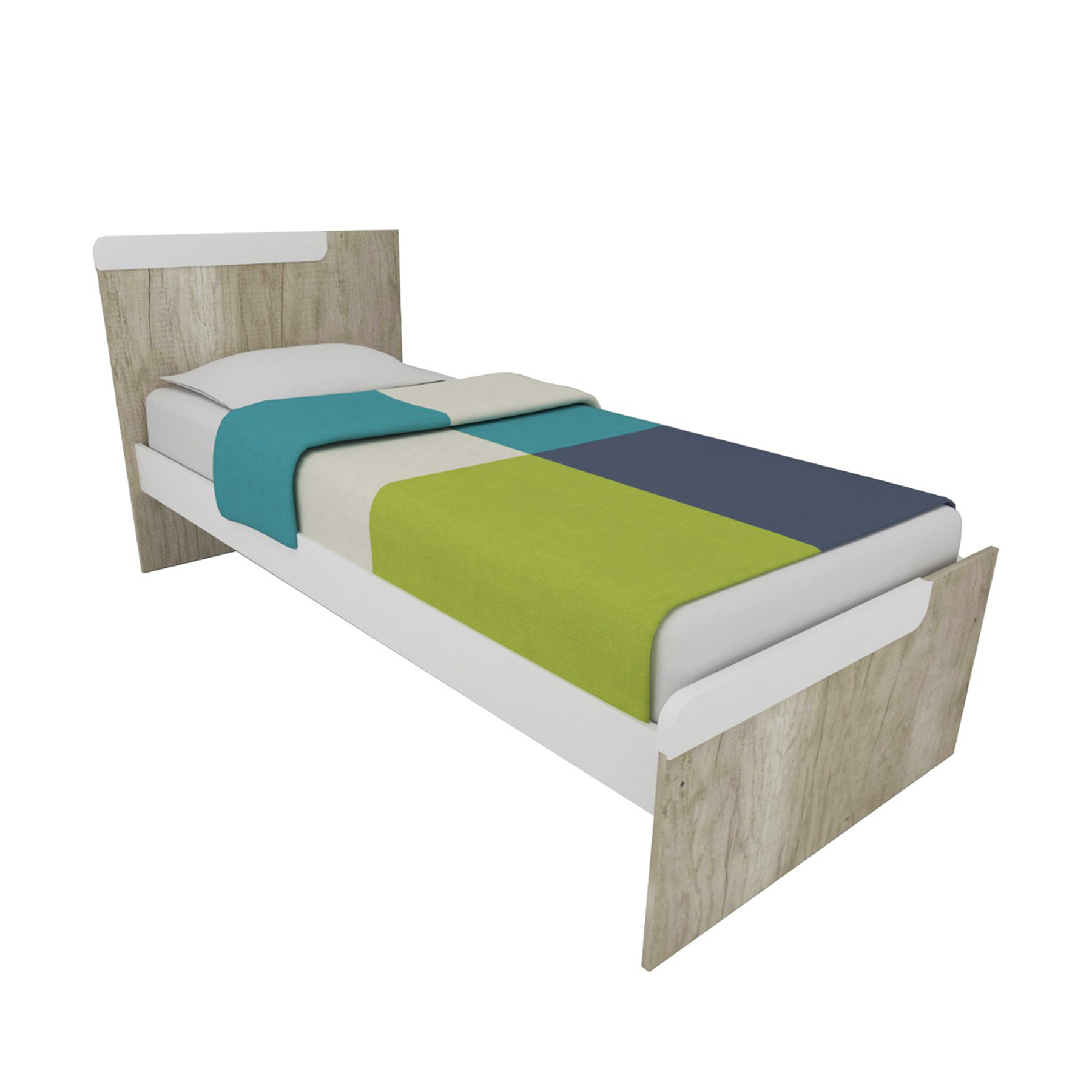 Cama 1 Plaza para colchón de 80 cm - 1701 - Helsinki Blanco