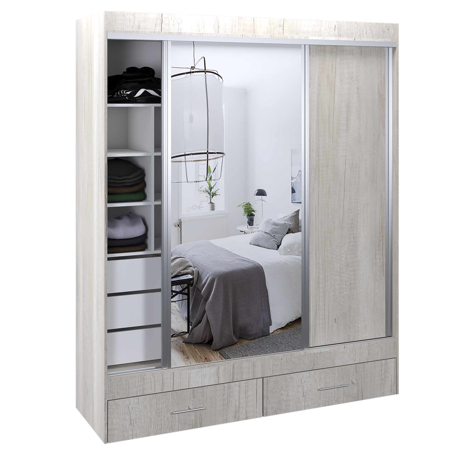 Vestidor 2 Puertas 180 x 220 cm con 1 Puerta Espejo - 503 - Helsinki