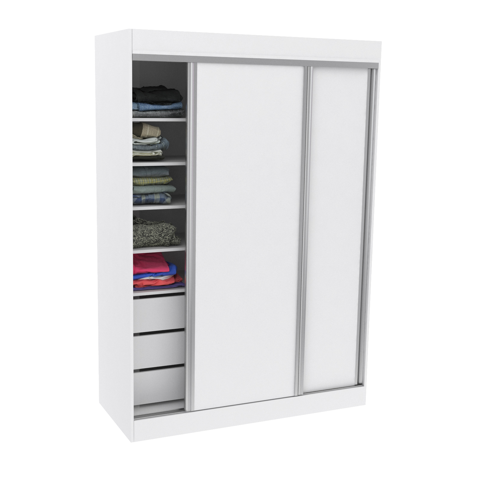 Placard Vestidor 2 Puertas Corredizas 140X200 - 520 - Blanco
