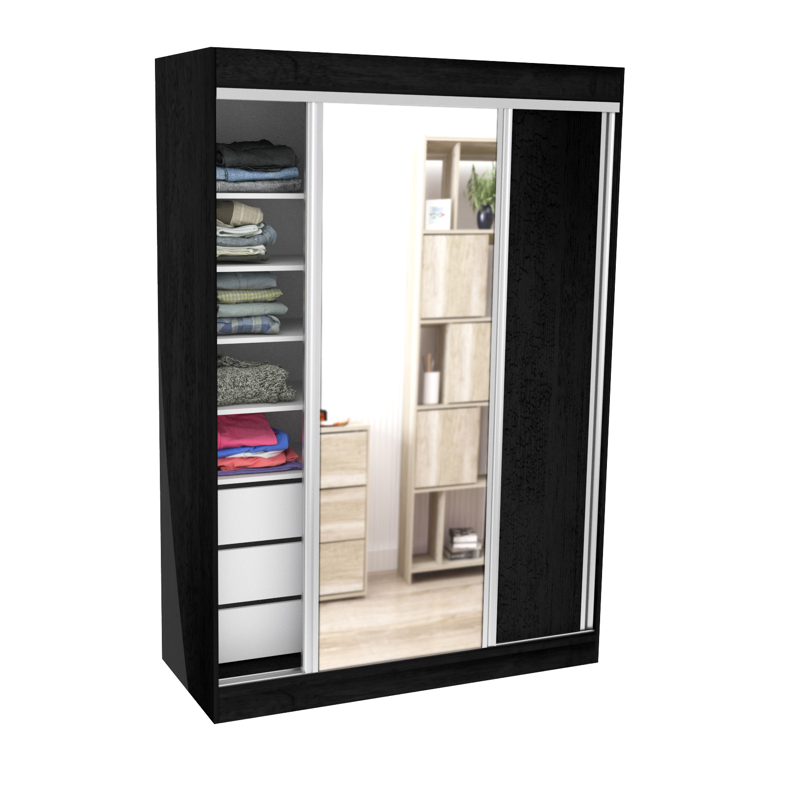 Placard Vestidor 2 Puertas Corredizas con Espejo 140X200 - 521 - Sauco