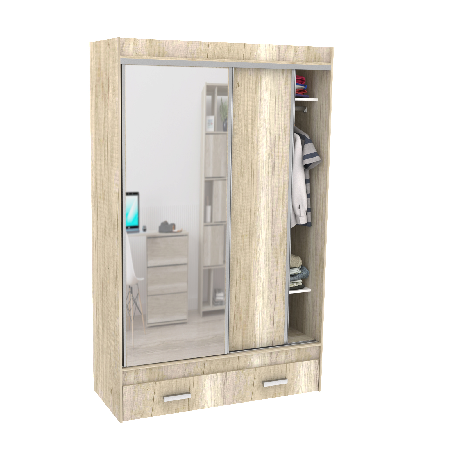 Vestidor 2 Puertas 140 x 220 cm con 1 Puerta espejo - 523 - Helsinki