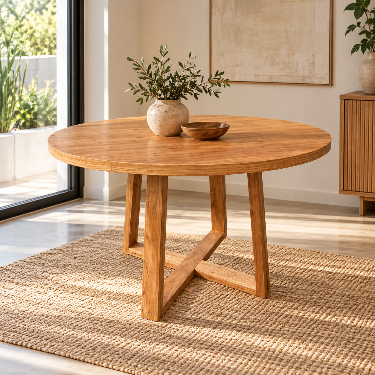 MESA REDONDA 0.90 PATA DOBLE U