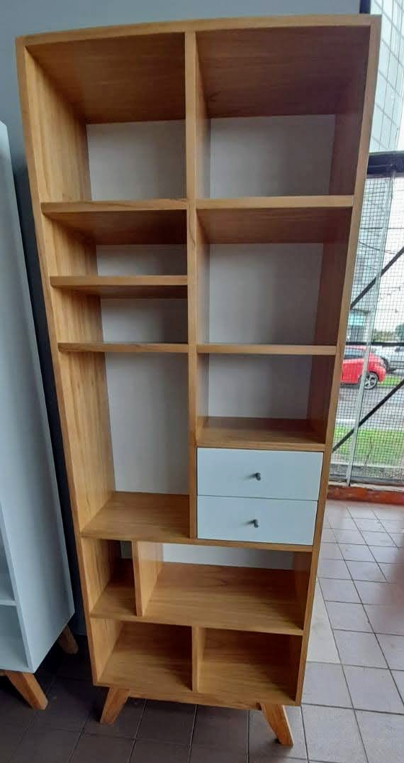 BIBLIOTECA 1,90 alto 70 ancho 30 prof NORDIK ASIMETRICA 2 CAJ-solo 3 a: