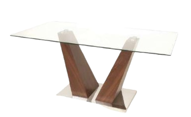 MESA VIDRIO 2,00 PATA V Madera OSCURA