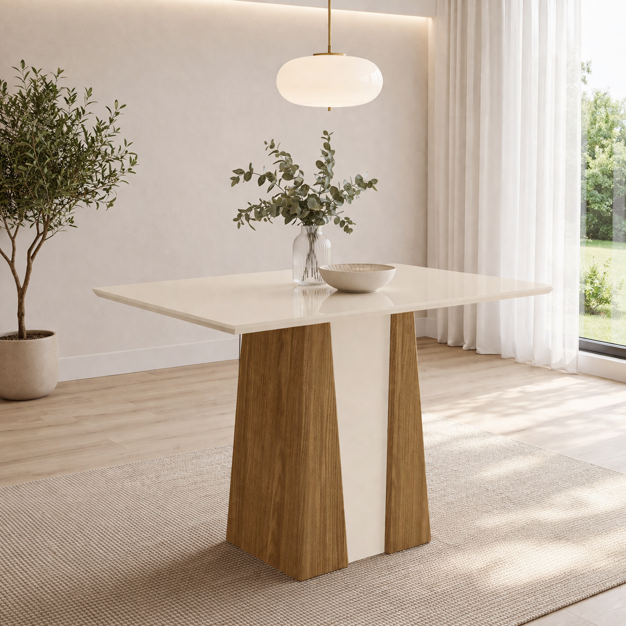 MESA MADERA 1,20 X 0,80 FLORA PATA COMBINADA TAPA BLANCA