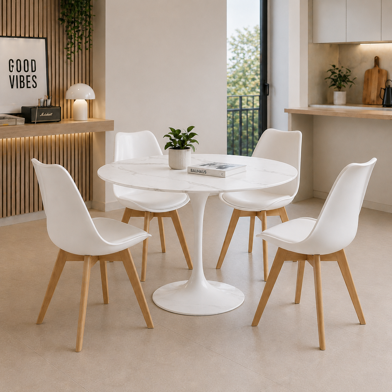 MESA REDONDA MARBLE 1,00 PATA TULIP