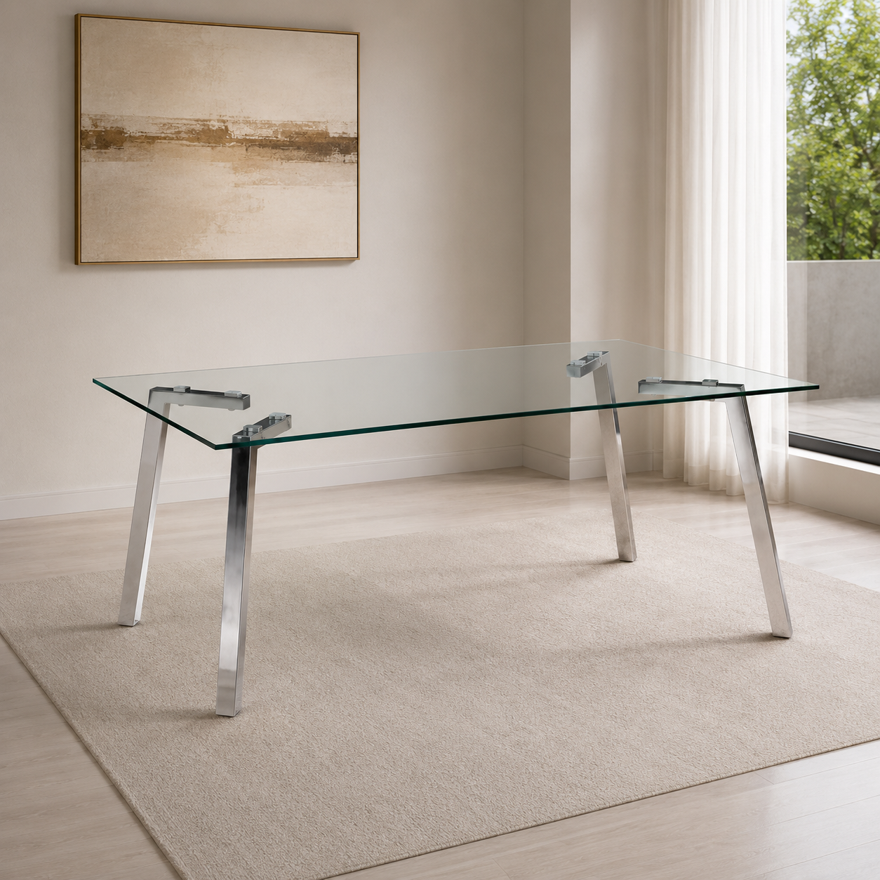 MESA VIDRIO 1,60 SPIDER CROMO