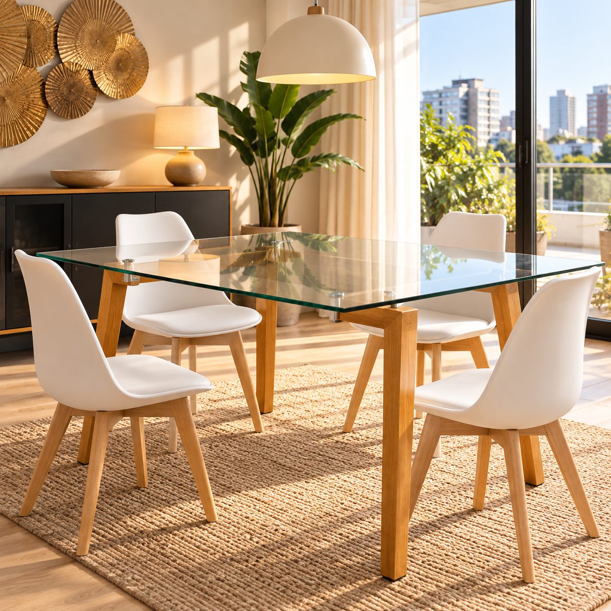 MESA VIDRIO 1,20 SPIDER PATA OAK
