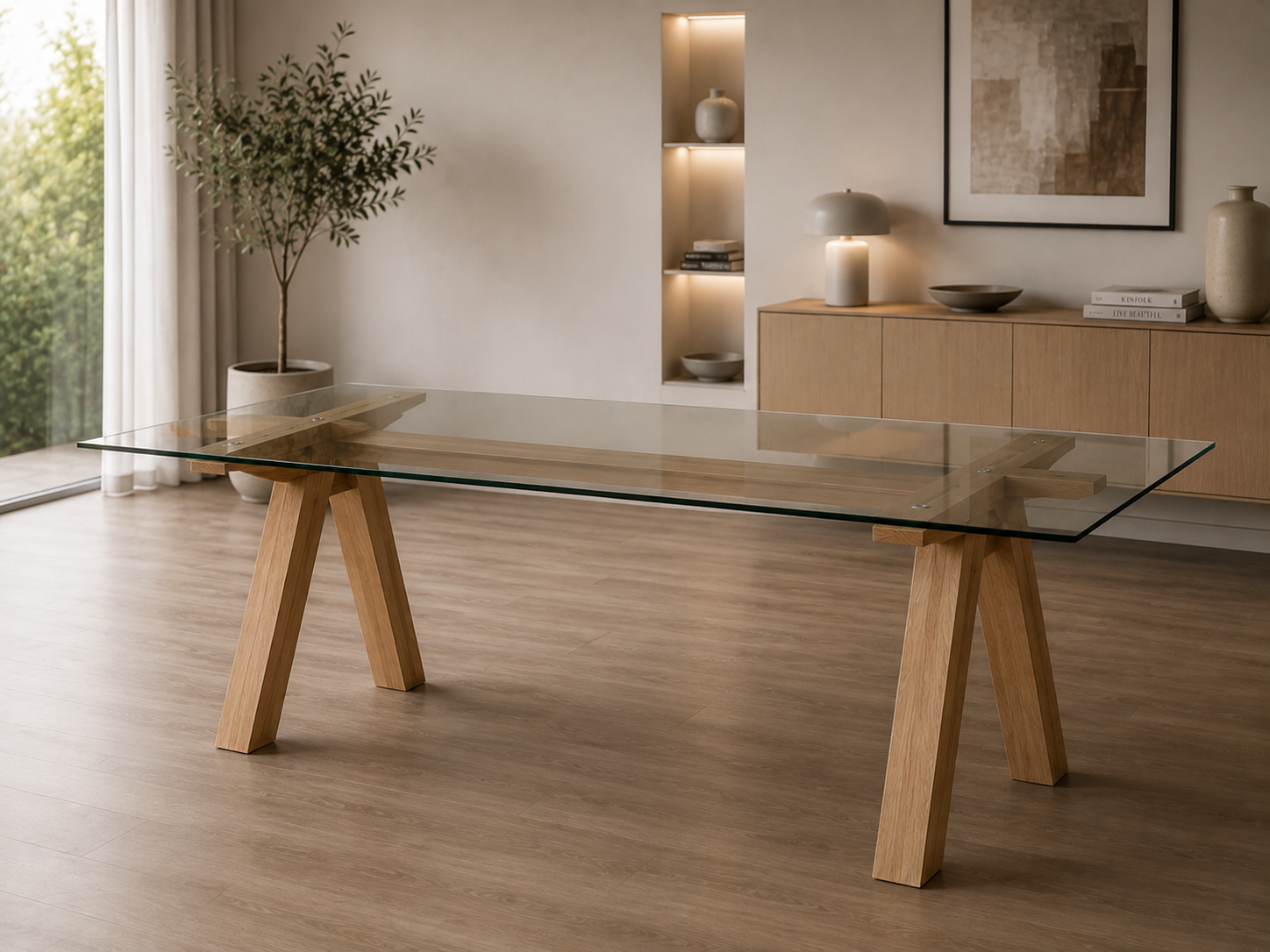 MESA VIDRIO 1,80 ALMUDENA