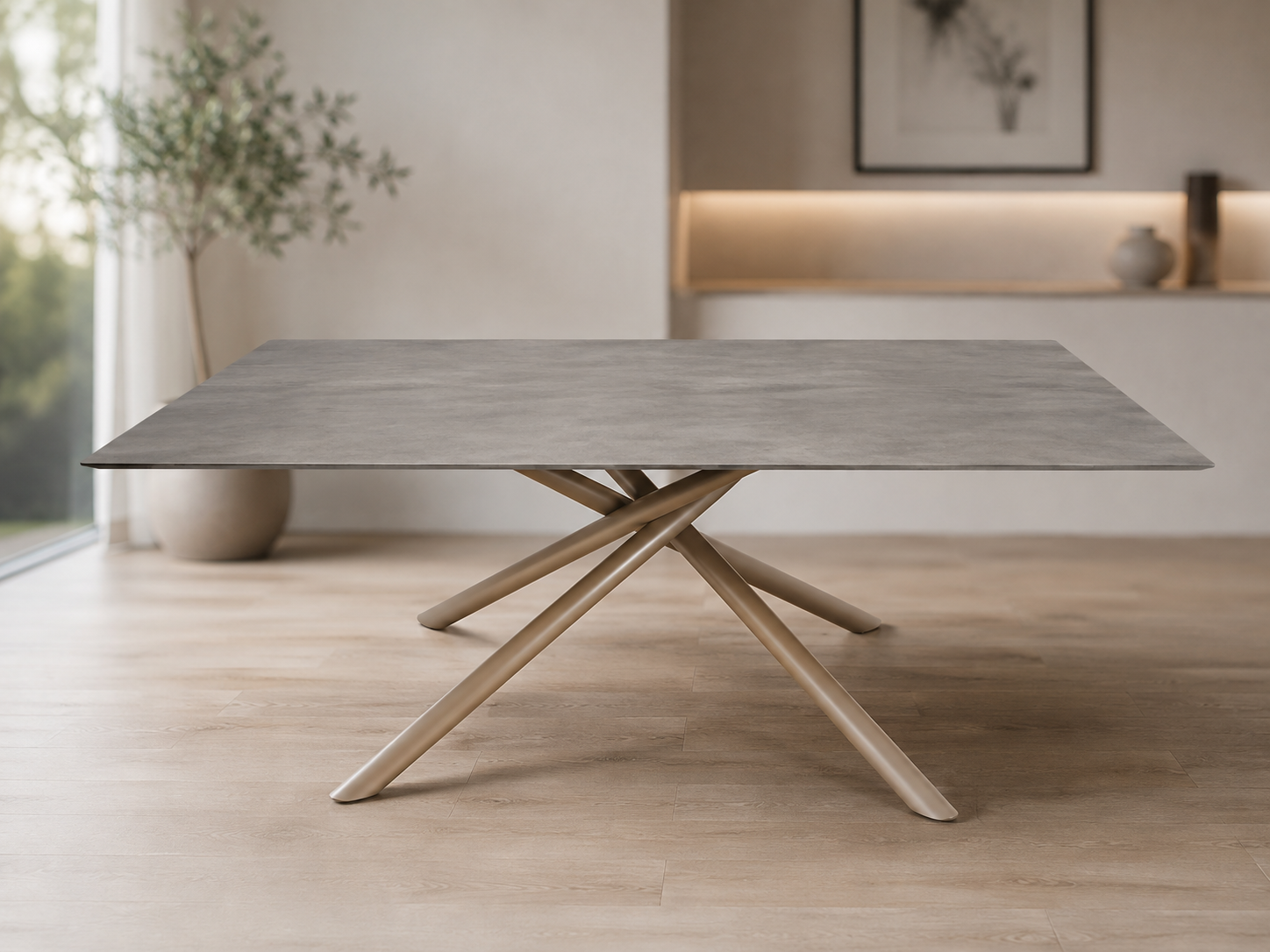 MESA PORCELANATTO GRIS 1,80 PATA NUDO 